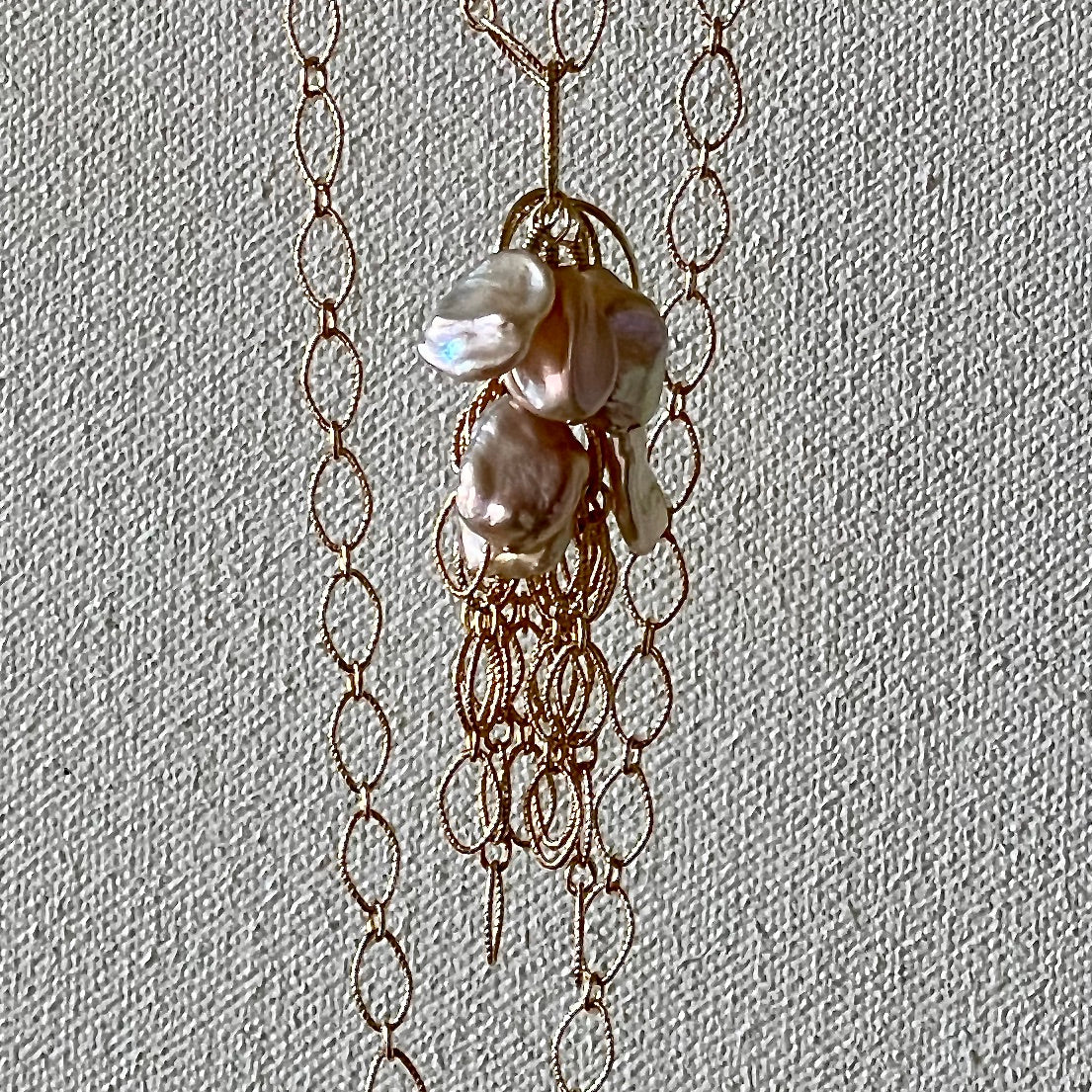 Closeup Golden Sunset Keshi Pendant & Chain/ Arpaia beachlove