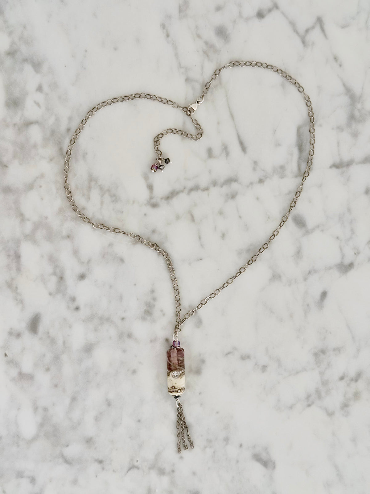 Dreamtime / beachlove® Handmade Glass & Antiqued Sterling Silver Tassel Pendant Necklace