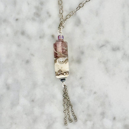 Dreamtime / beachlove® Handmade Glass & Antiqued Sterling Silver Tassel Pendant Necklace