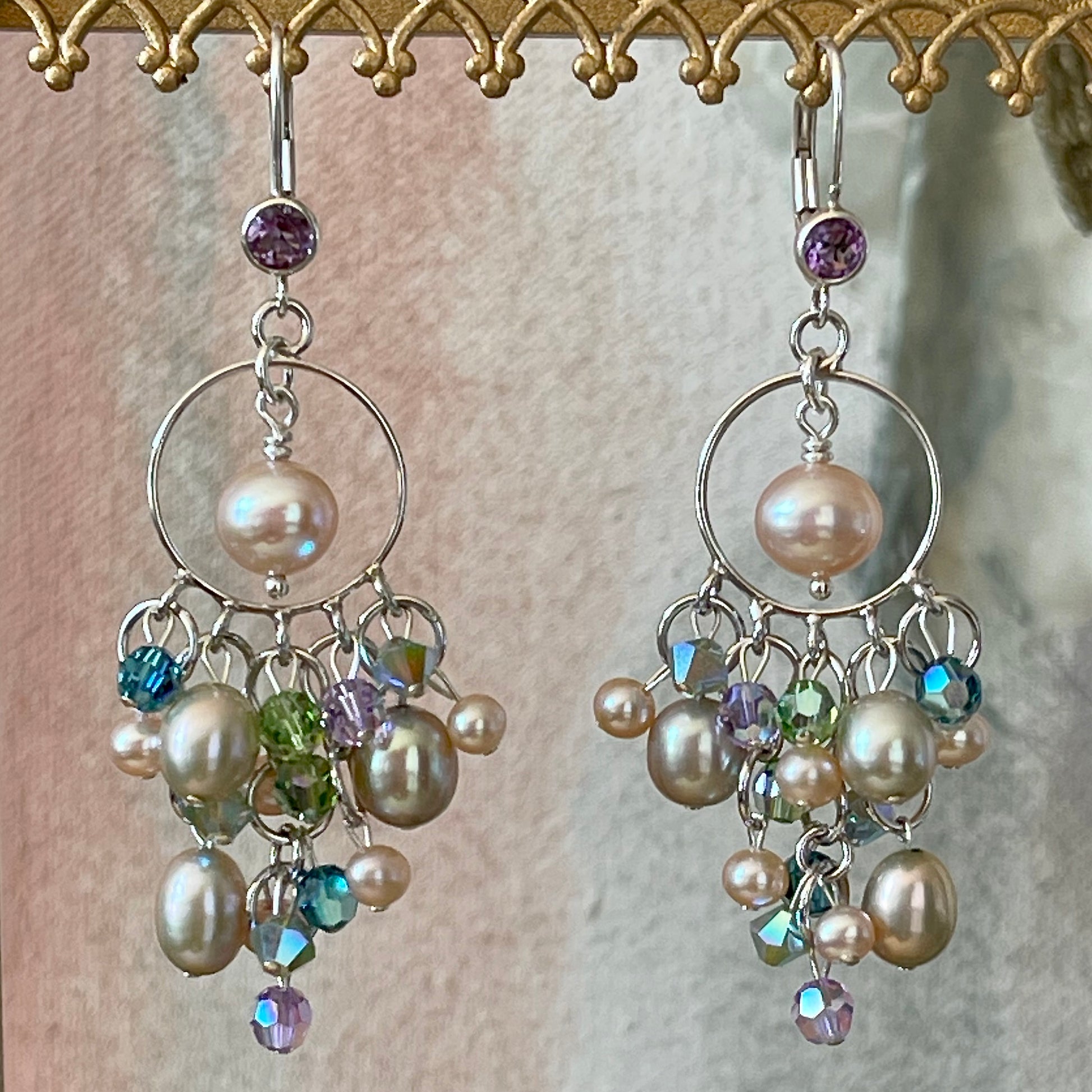 Oshun beachlove chandelier earrings by Kimberly Arpaia - front view