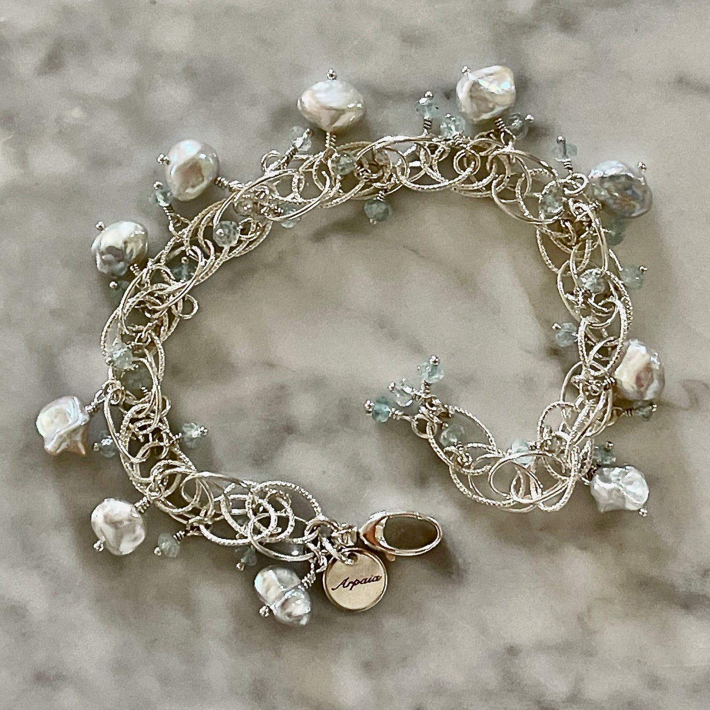 Arpaia Silver Keshi Bracelet with Aquamarine / beachlove