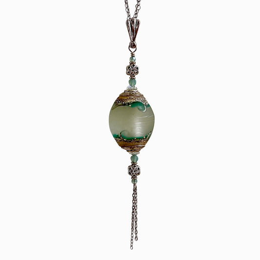 Surf Dance beachlove glass & silver tassel pendant necklace by Arpaia
