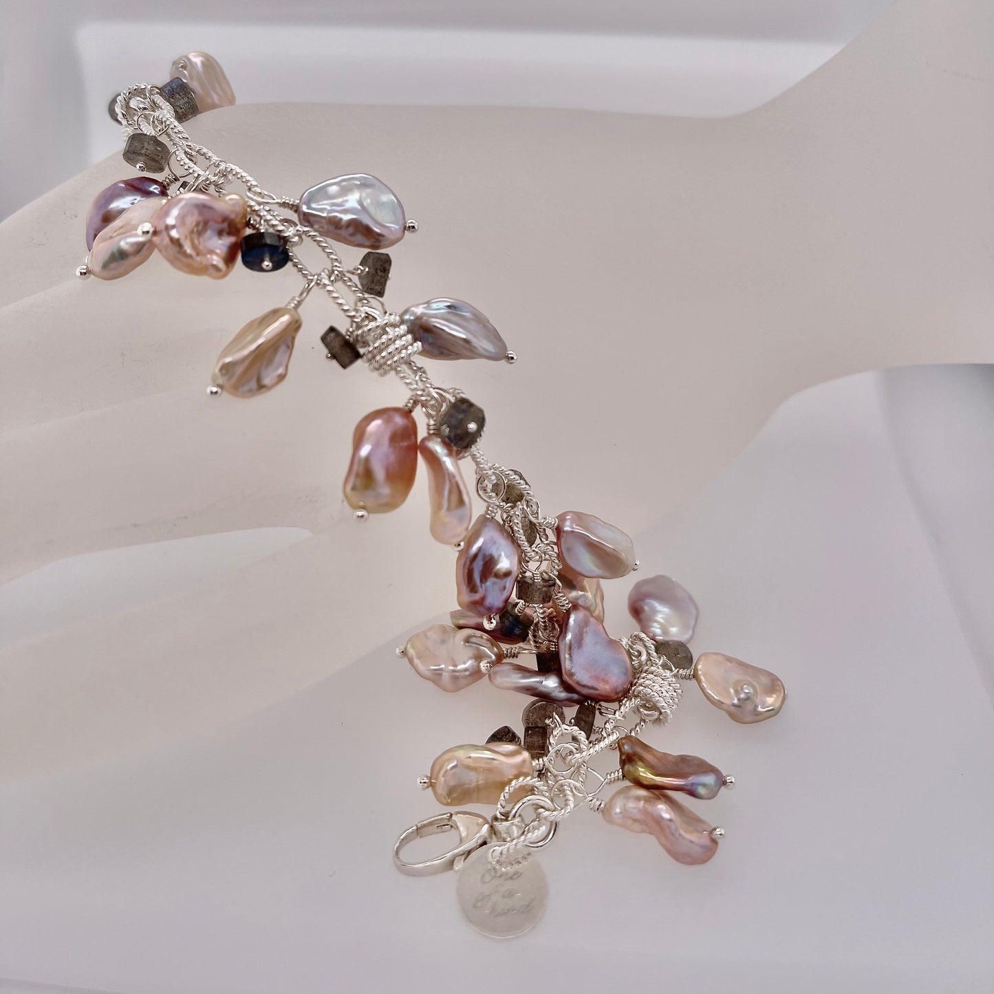 Shimmering Pink & Purple Keshi Silver Bracelet