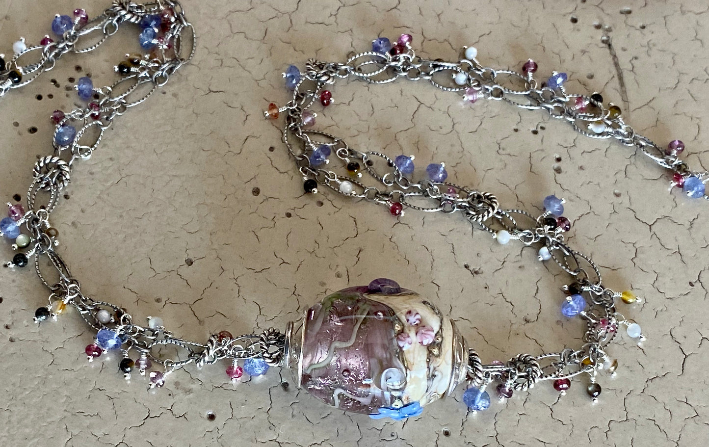 Purple Sand Beach Gemstone & Glass Necklace by Kimberly Arpaia 
