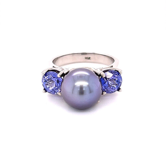 Lavender Symphony Violet Sapphire Tahitian Pearl Ring