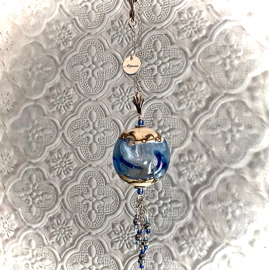 Ocean / beachlove® Handmade Glass & Sterling Silver Tassel Pendant Necklace