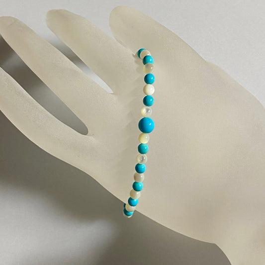 Costa Smeralda stretch beachlove bracelet / Turquoise & Mother of Pearl