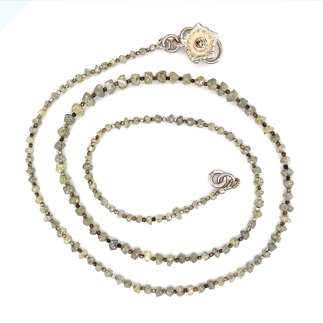 Watch Hill rough gray diamond & fine silver beachlove necklace